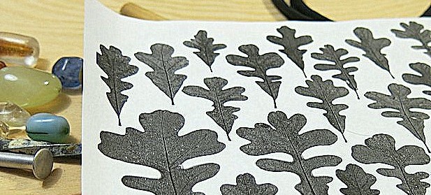 A page of oak leaves made at the local copy store.
